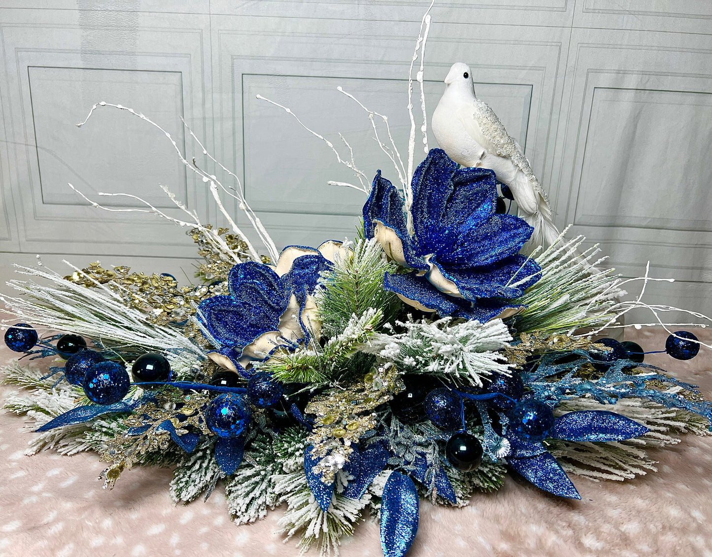 Christmas centerpiece for table, Blue Christmas Centerpiece, Christmas Decor, Blue Christmas Decor, Christmas Gift, Housewarming Gift,