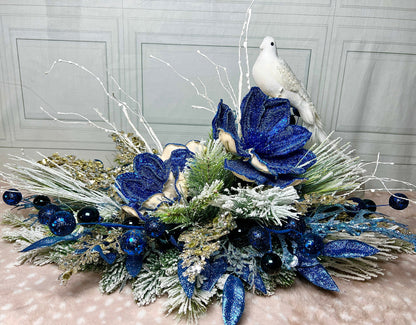 Christmas centerpiece for table, Blue Christmas Centerpiece, Christmas Decor, Blue Christmas Decor, Christmas Gift, Housewarming Gift,