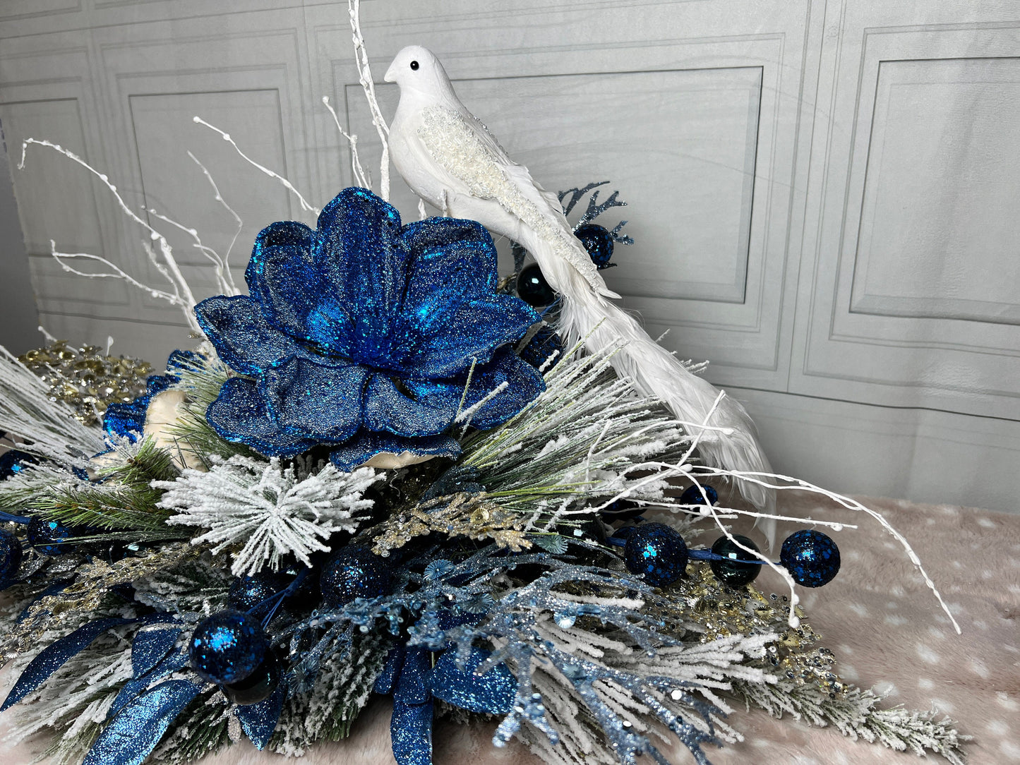 Christmas centerpiece for table, Blue Christmas Centerpiece, Christmas Decor, Blue Christmas Decor, Christmas Gift, Housewarming Gift,