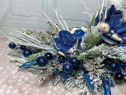 Christmas centerpiece for table, Blue Christmas Centerpiece, Christmas Decor, Blue Christmas Decor, Christmas Gift, Housewarming Gift,