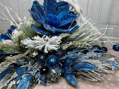 Christmas centerpiece for table, Blue Christmas Centerpiece, Christmas Decor, Blue Christmas Decor, Christmas Gift, Housewarming Gift,