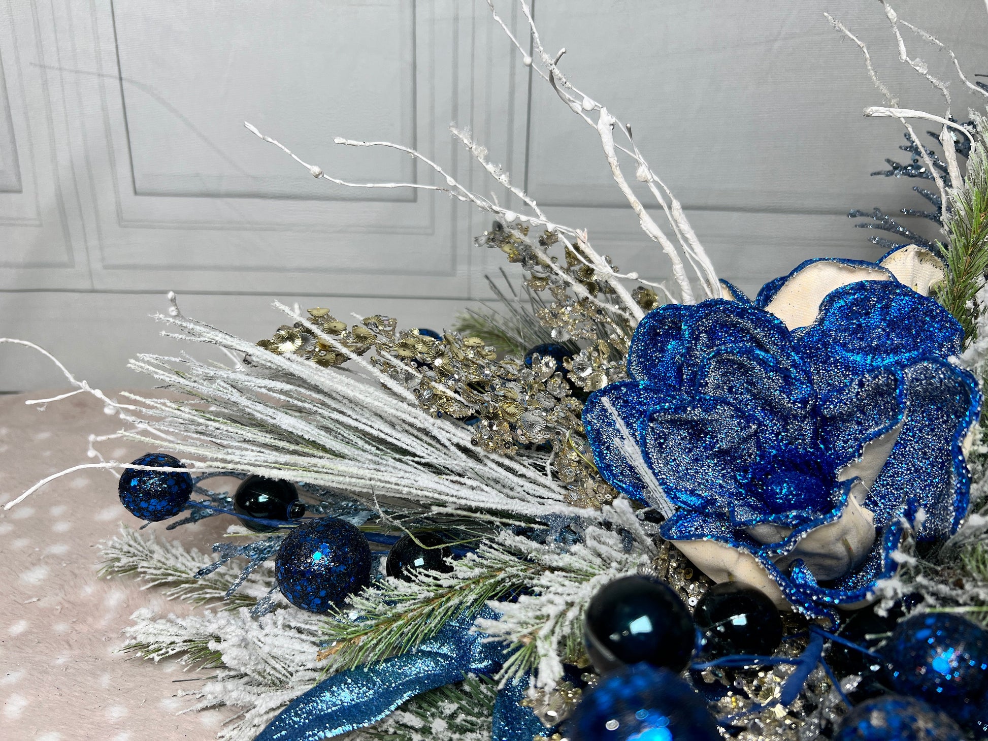 Christmas centerpiece for table, Blue Christmas Centerpiece, Christmas Decor, Blue Christmas Decor, Christmas Gift, Housewarming Gift,