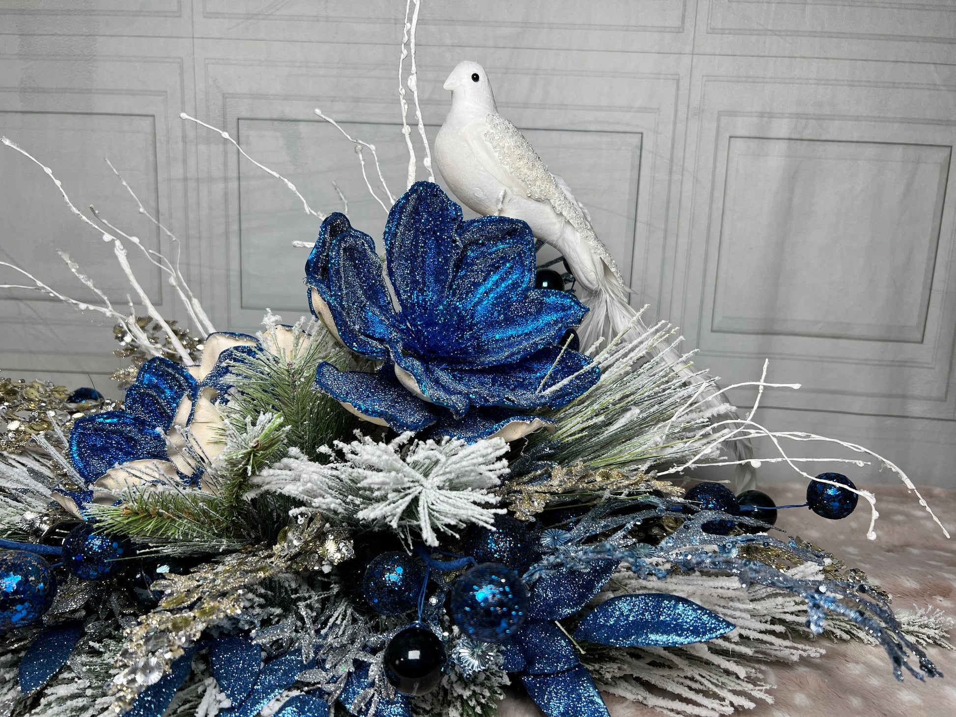 Christmas centerpiece for table, Blue Christmas Centerpiece, Christmas Decor, Blue Christmas Decor, Christmas Gift, Housewarming Gift,