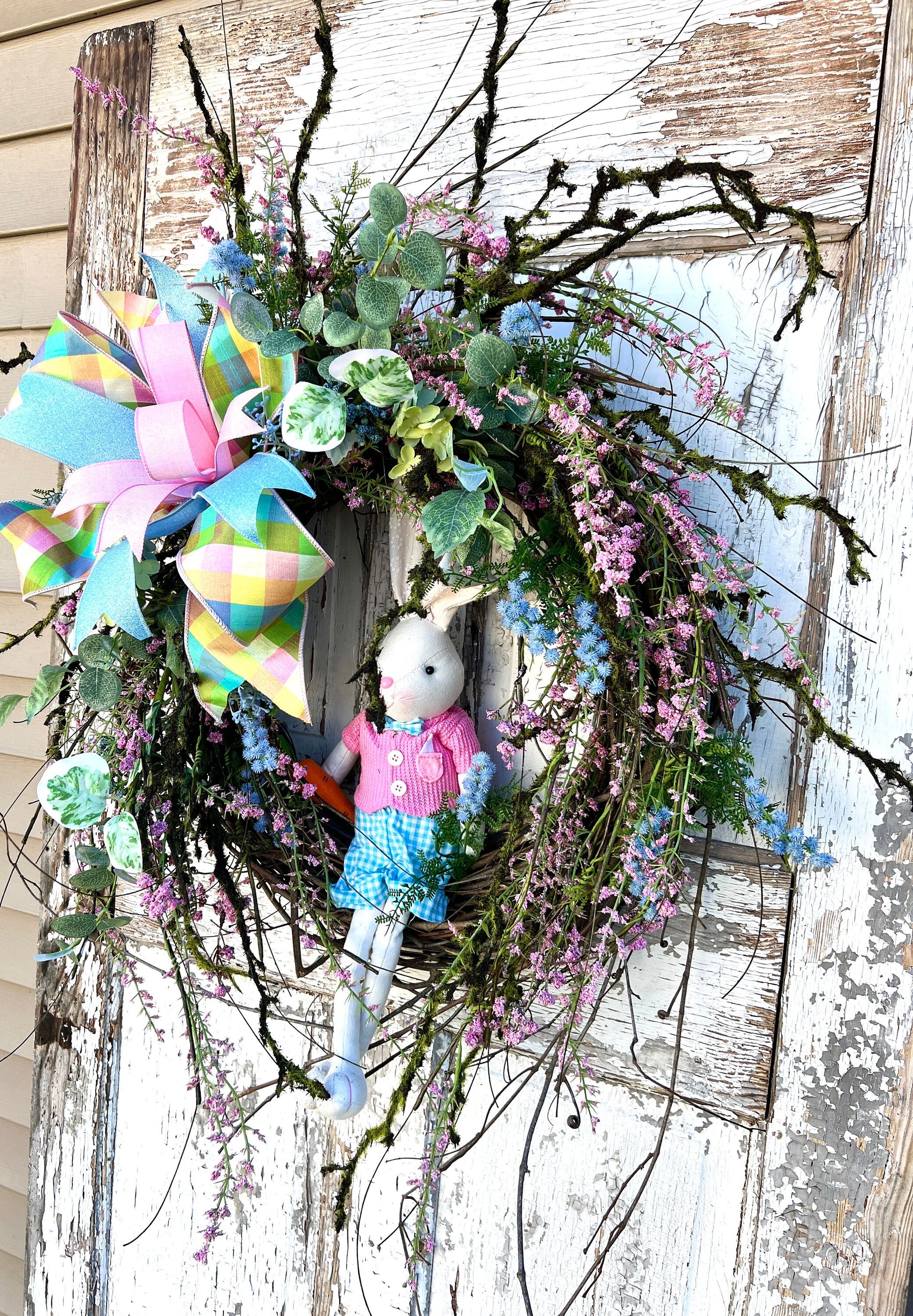 Easter Wreath for front door, Easter Wreath, Easter Decor, Easter With Bunny, Bunny Wreath, Home Decor, Woodland Easter Wreath,