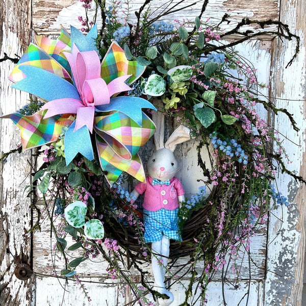 Easter Wreath for front door, Easter Wreath, Easter Decor, Easter With Bunny, Bunny Wreath, Home Decor, Woodland Easter Wreath,